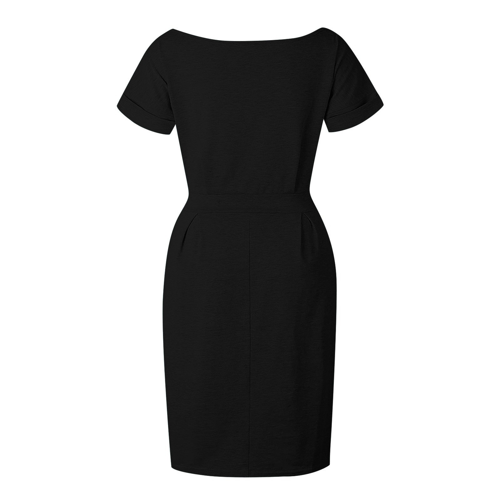 thumbnail image 4 of Vestido de verano para mujer con cinturón: manga corta, informal/para salir, fácil de cuidar, versátil para diversas ocasiones., 4 of 6